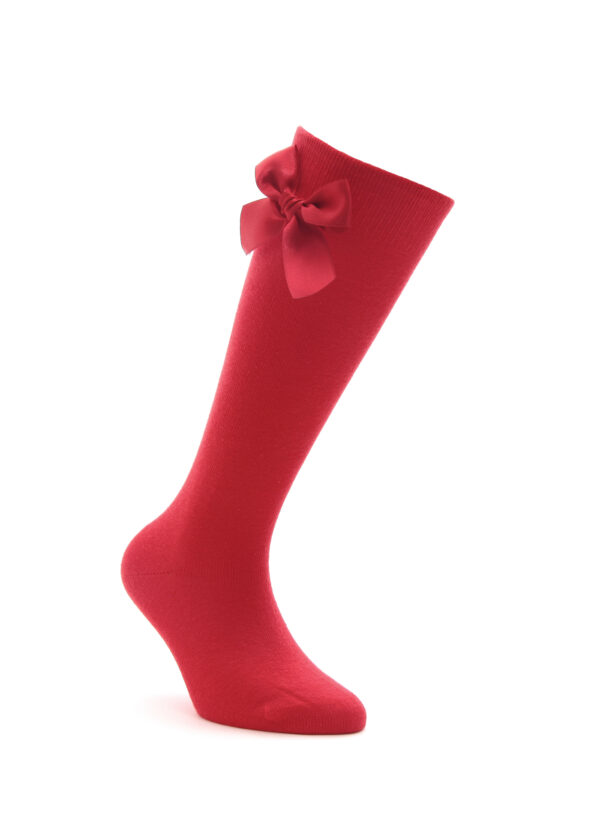 Meia Alta para Criança com Laço Vermelho